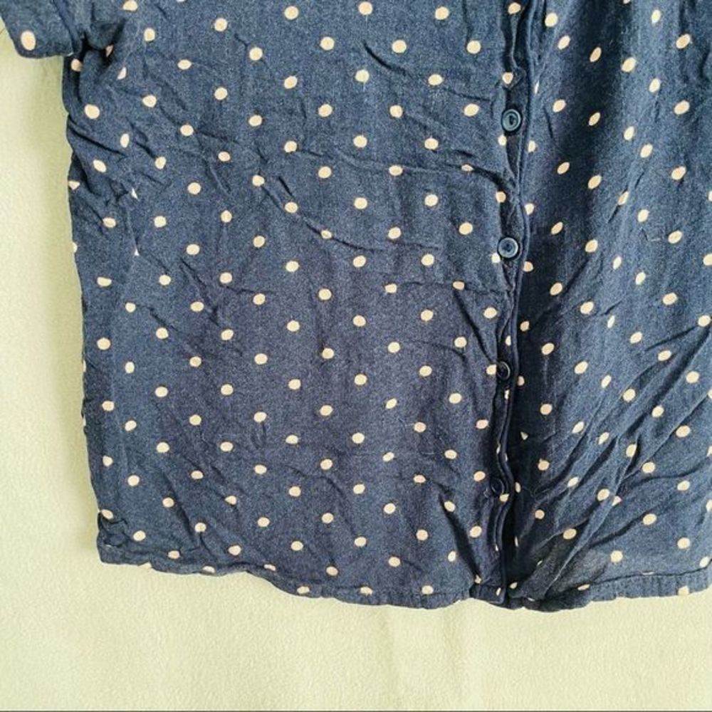 Polka Dot Printed Collared Button Down Short Slee… - image 2